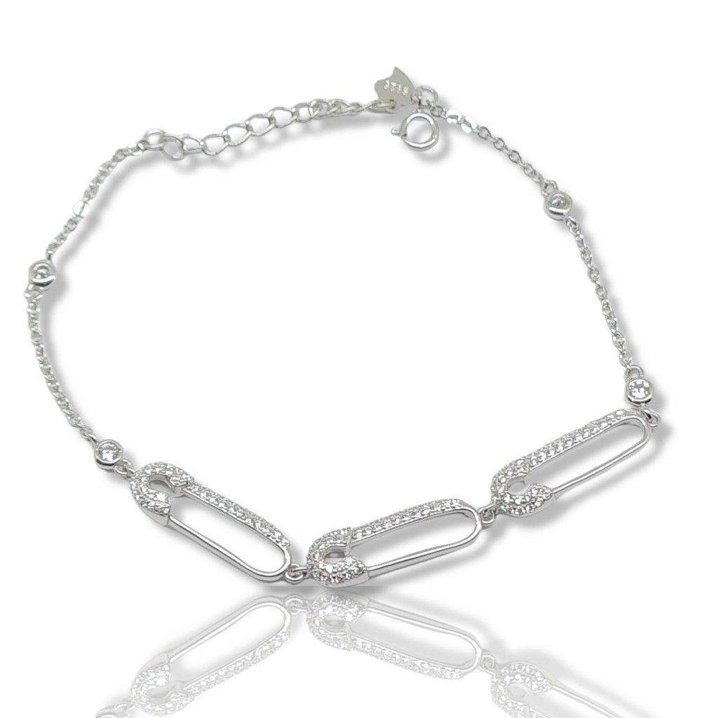 Platinum plated silver 925º bracelet with 3 safety pins(code BZB105869)
